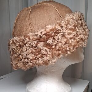 Vintage Tan Persian Lamb Shearling Hat for Men 25inches